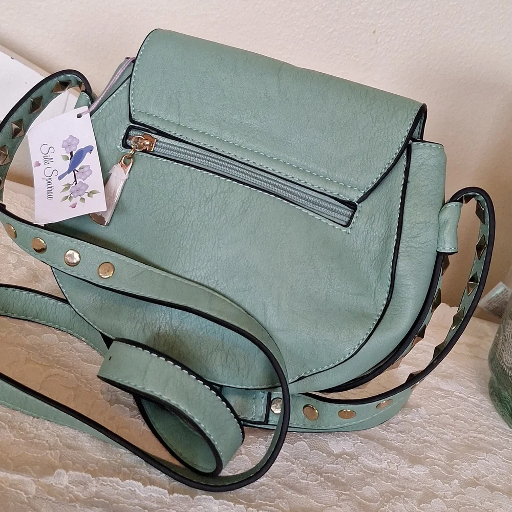 Silk Sparrow Studded Crossbody Purse Sea Green - Picture 3 of 13